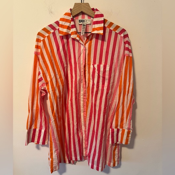 Beach Riot Pink and Orange Striped Swim Coverup S/M - Picture 1 of 5